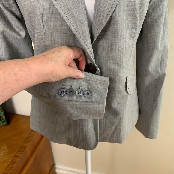 Classiques Entier Size 6 Wool Blend Stitched Blazer Jacket Gray Office Career - Picture 6 of 10
